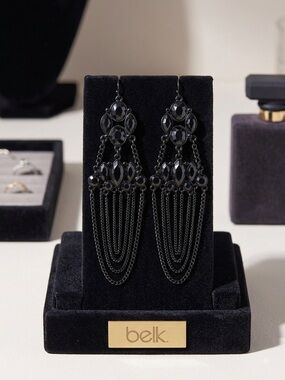 belk Black Chandelier Drop Chain Earrings